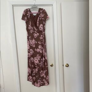 Lily Rose Brown and Pink Floral Maxi Dress